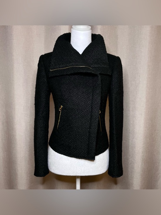 Juicy Couture Jackets & Blazers - Vintage Y2K Juicy Couture Biker Moto Wool Jacket Coat Black Wool Tweed Women’s S